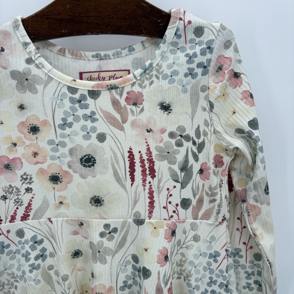 NWOT‎ Cheeky Plum Long Sleeve Floral Dress Girl's Size 5T Pockets Ribbed - Picture 2 of 6